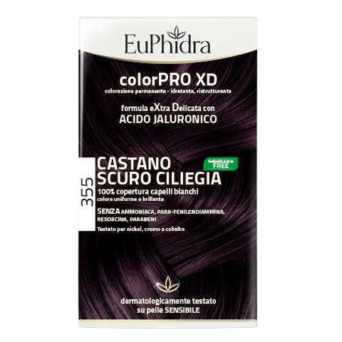 Euphidra colorpro xd 355 castano scuro ciliegia gel colorante capelli in flacone + attivante + balsamo + guanti