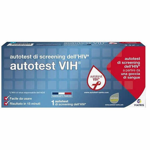 Autotest vih screening dell'hiv contiene 1 autotest + soluzione + bisturi + cerotto + garza + salvietta disinfettante