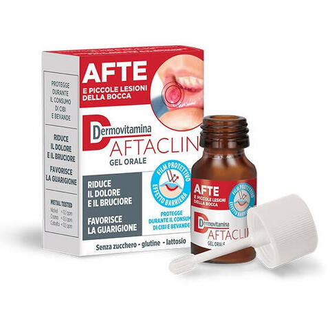 Dermovitamina aftaclin gel orale 7ml contro dolore e brucione senza zucchero e senza glutine