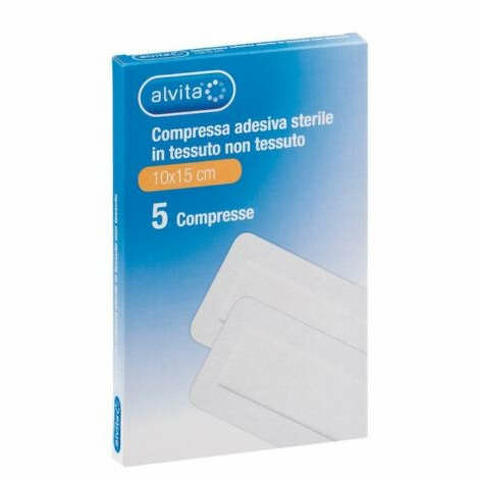 Garza compressa adesiva sterile in tessuto non tessuto estensibile bianco 10x15cm 5 pezzi