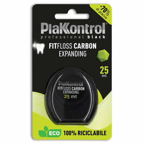 Professional black fitfloss carbon expanding filo interdentale 25 metri fresh mint