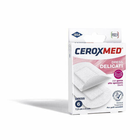 Ceroxmed con garza alto spessore per pelli sensibili 7,5x5cm 6 pezzi