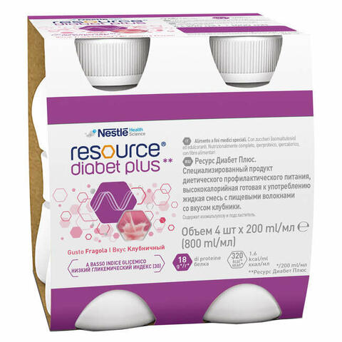 Resource diabet plus fragola 4 x 200 ml