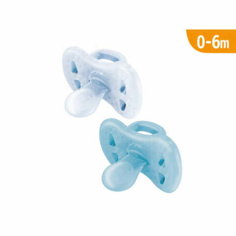 J Bimbi Succhietto Ortodontico tutto morbido Joy 0-6 m - Pack Trasparente/Azzurro