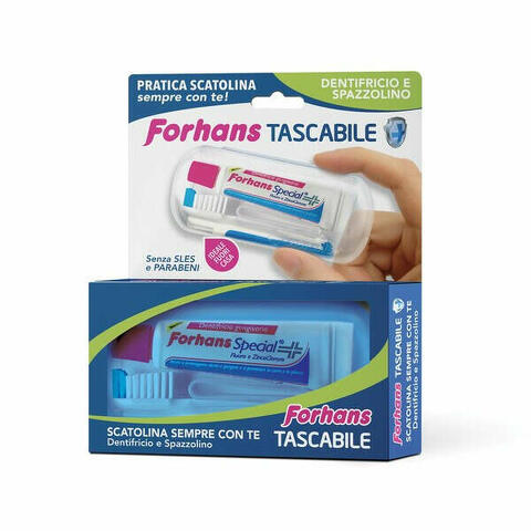 Travel kit tascabile composto da spazzolino da viaggio +  special pasta dentifricia tubetto 12,5 ml