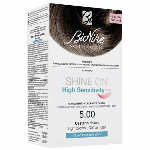 Shine on high sensitivity plus castano chiaro 5,00 rivelatore in crema 75 ml + crema colorante 50 ml