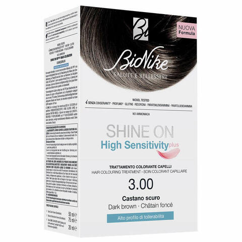 Shine on high sensitivity plus castano scuro 3,00 rivelatore in crema 75 ml + crema colorante 50 ml