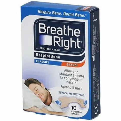 Cerotti nasali breathe right classici grandi 10 pezzi