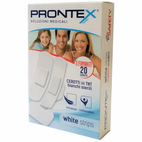 Cerotto prontex white strips astuccio 20 pezzi 3 formati assortiti