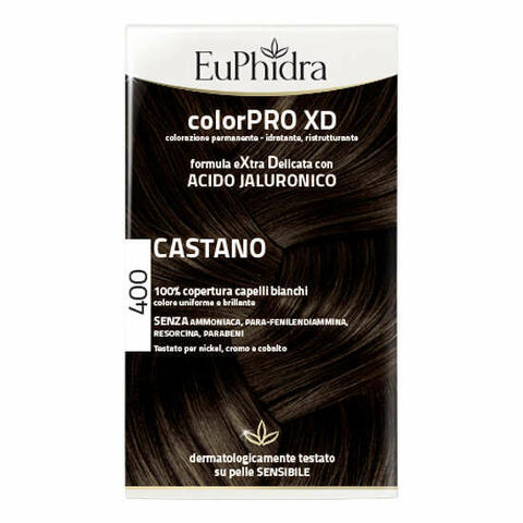 Euphidra colorpro xd 400 castano gel colorante capelli in flacone + attivante + balsamo + guanti