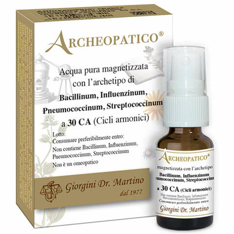 Archeopatico acqua pura magnetizzata con archetipo bacillinum influenzinum pneumococcinum streptococcinum a 30 cicli armonici 10ml