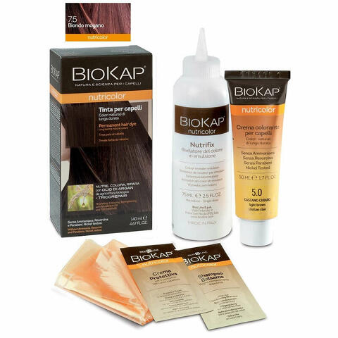 Biokap nutricolor 7,5 new biondo mogano tinta tubo + flacone