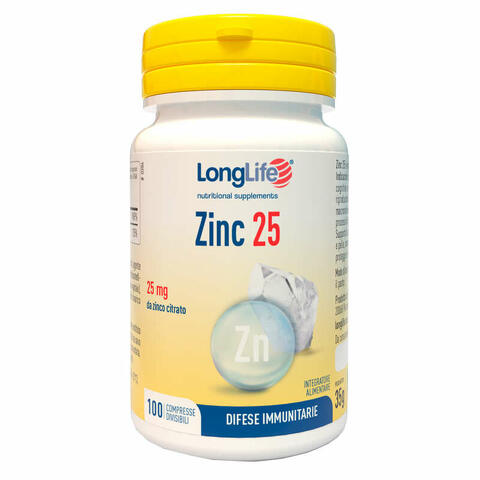 Longlife zinc 25mg 100 compresse