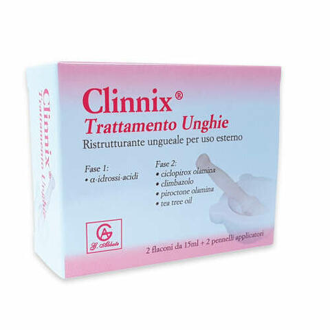 Clinnix trattamento unghie 2 flaconi 15ml + 2 pennelli applicatori