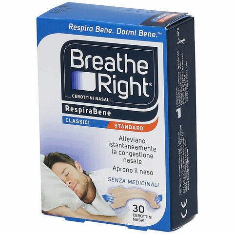 Cerotti nasali breathe right classici 30 pezzi