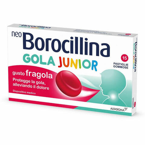 Neoborocillina gola junior 15 pastiglie gusto fragola