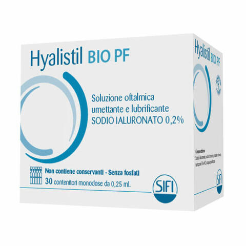 Hyalistil bio pf soluzione oftalmica phosphate free monodose a base di acido ialuronico 0,2% 30 flaconcini 0,25ml