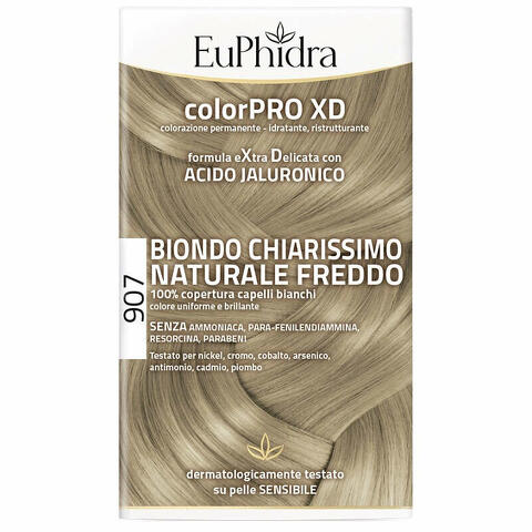 Euphidra colorpro xd 907 biondo chiaro mogano naturale f colore + attivante + balsamo + cuffia + guanti