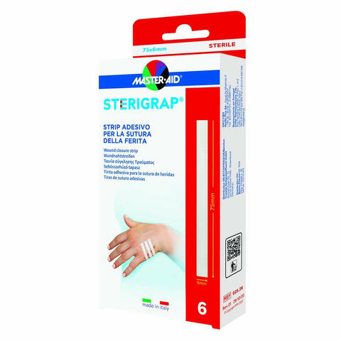 Master-aid sterigrap strip adesivo sutura ferite 75x6 mm 6 pezzi