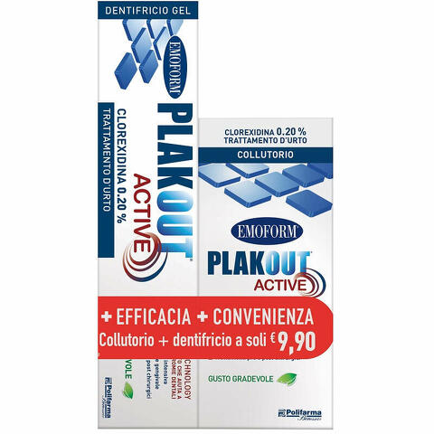 Emoform plak out active clorexidina 0,20% collutorio 200ml + dentifricio 75ml