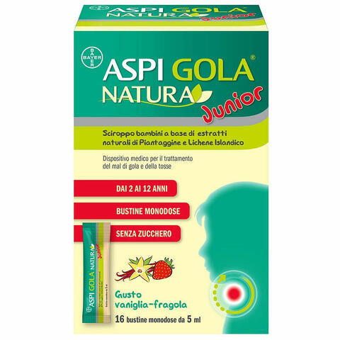 Aspi gola natura junior 16 bustine monodose da 5 ml