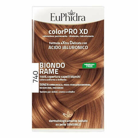 Euphidra colorpro xd 740 biondo rame gel colorante capelli in flacone + attivante + balsamo + guanti