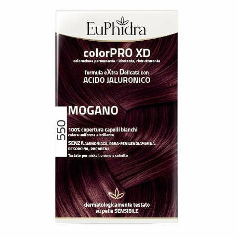 Euphidra colorpro xd 550 mogano gel colorante capelli in flacone + attivante + balsamo + guanti