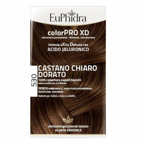 Euphidra colorpro xd 530 castano chiaro dorato gel colorante capelli in flacone + attivante + balsamo + guanti