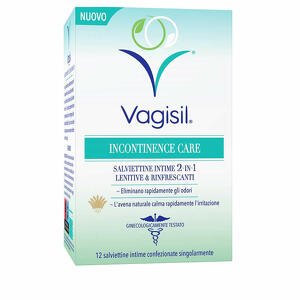 Vagisil - Incontinence care salviettine intime 2in1 lenitive & rinfrescanti 12 pezzi