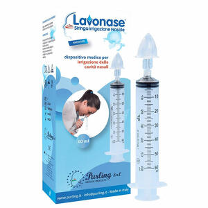 Lavonase - Irrigazione nasale non sterile siringa 60 ml + luer-lock con cappuccio + ugello nasale con raccordo luer-lock + perforatore con valvola non ritorno con tappo