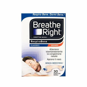 Cerotti nasali breath right classici grandi - Cerotti nasali breathe right classici grandi 30 pezzi