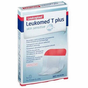 Leukomed - Leukomed t plus skin sensitive medicazione post-operatoria trasparente impermeabile con massa adesiva al silicone 5x7,2cm 5 pezzi